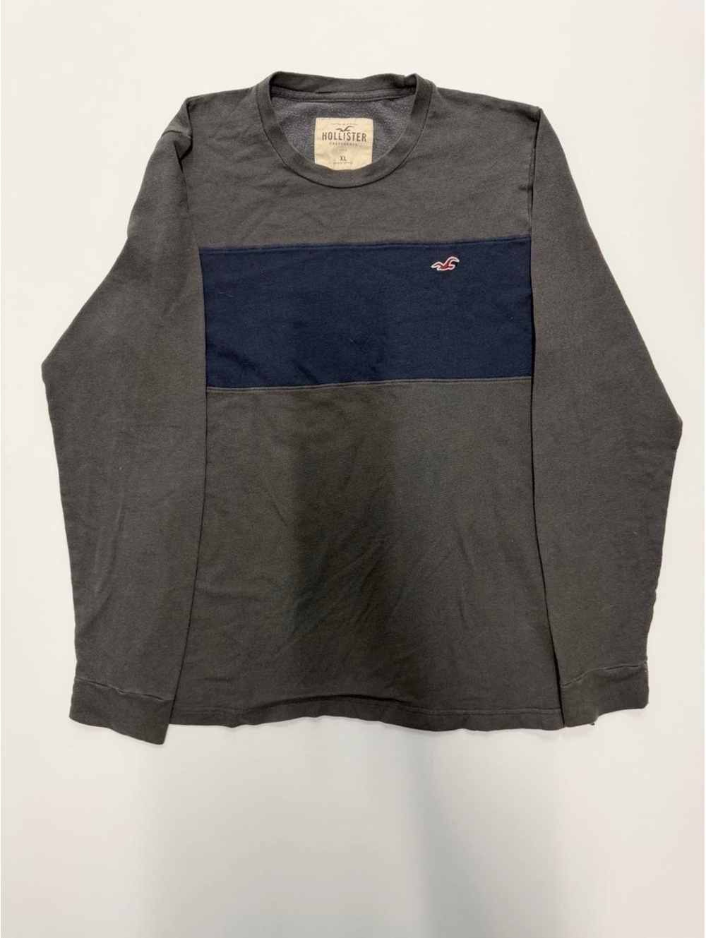 Hollister Gray Colorblock Long Sleeve T Shirt
